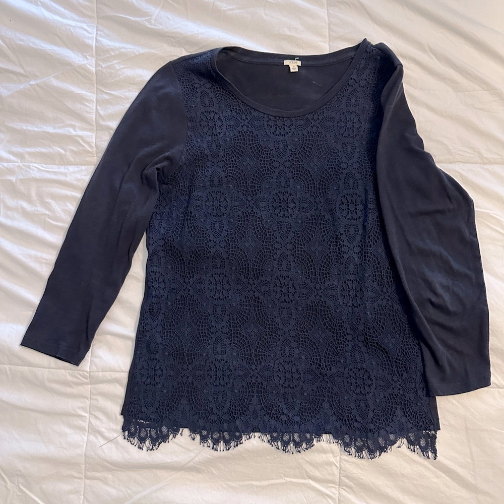 JCrew eyelash lace overlay top